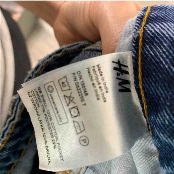 H&M stone wash high rise raw hem denim jean skirt sz4 - Picture 5 of 7
